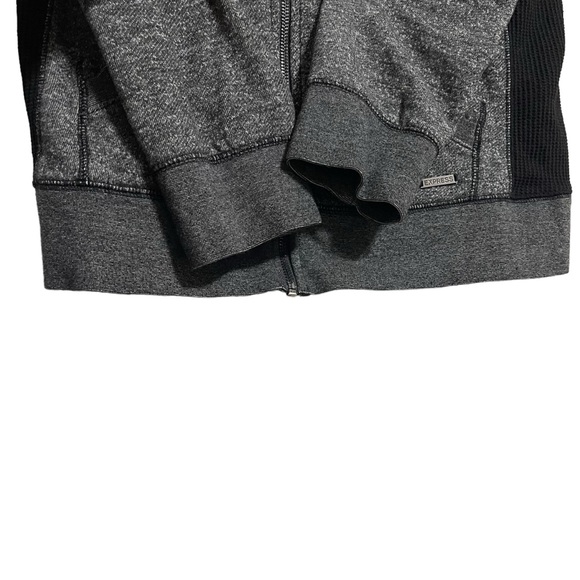 Express Thick Terry Knit Zip Up Grey Hoodie Sweater Size S - Picture 4 of 10